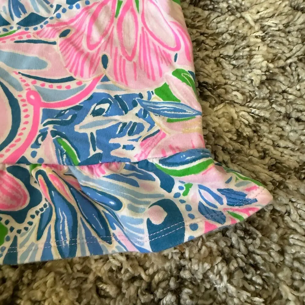 Lilly Pulitzer Dress Baby Girl 6-12 Months Blue Pink Ruffle Dominique Shift